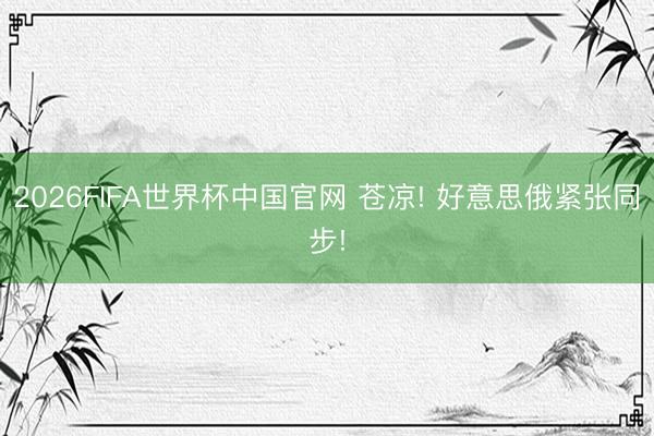 2026FIFA世界杯中国官网 苍凉! 好意思俄紧张同步!
