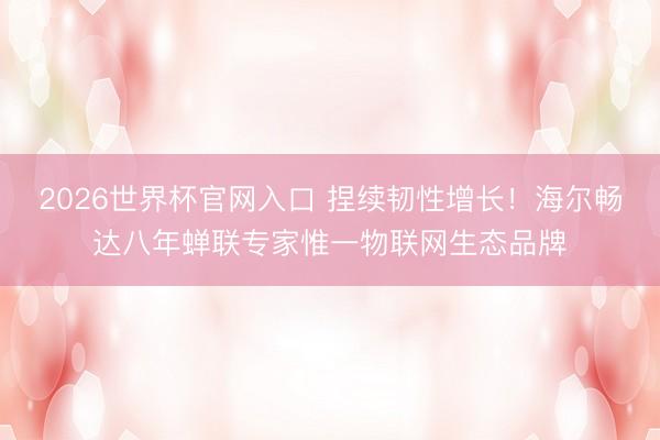 2026世界杯官网入口 捏续韧性增长!海尔畅达八年蝉联专家惟一物联网生态品牌