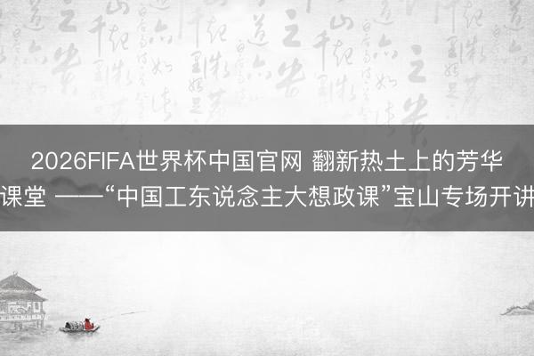 2026FIFA世界杯中国官网 翻新热土上的芳华课堂 ——“中国工东说念主大想政课”宝山专场开讲