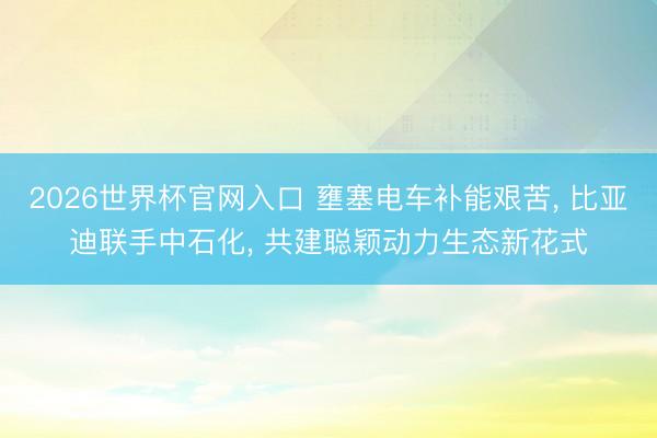 2026世界杯官网入口 壅塞电车补能艰苦， 比亚迪联手中石化， 共建聪颖动力生态新花式