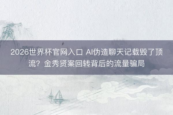 2026世界杯官网入口 AI伪造聊天记载毁了顶流？金秀贤案回转背后的流量骗局
