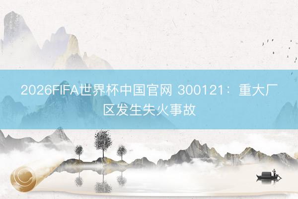 2026FIFA世界杯中国官网 300121：重大厂区发生失火事故