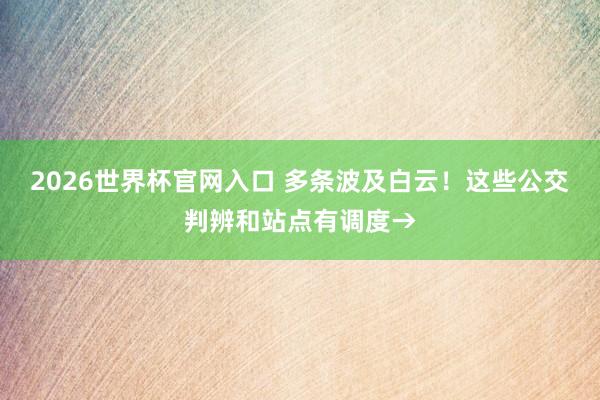 2026世界杯官网入口 多条波及白云！这些公交判辨和站点有调度→